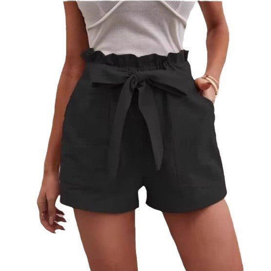 Women High Waist Paperbag Shorts Ivyshape