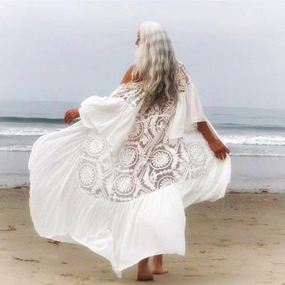 Women's beach dress with delicate crochet embellishments Ivyshape