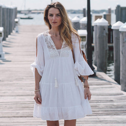 Ladies airy beach dress with raglan sleeves Ivyshape