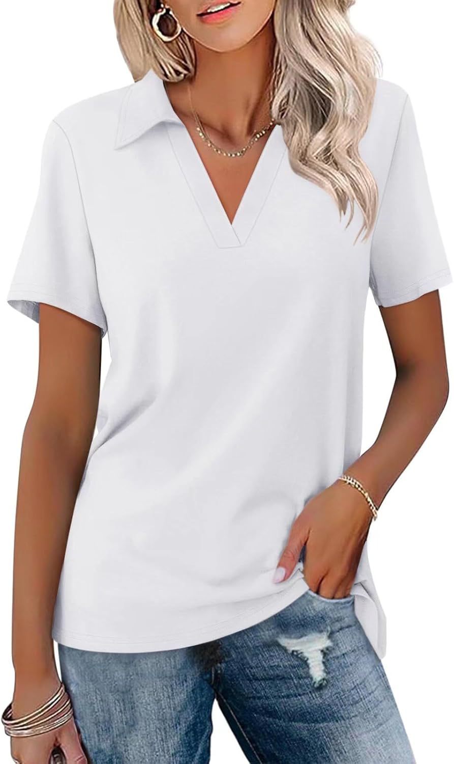 Ladies V-Neck Short Sleeve Top Ivyshape
