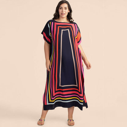 Ladies fashionable kaftan with stylish geometric design Ivyshape
