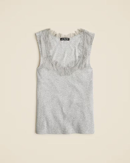Ladies sleeveless top with lace trim Ivyshape