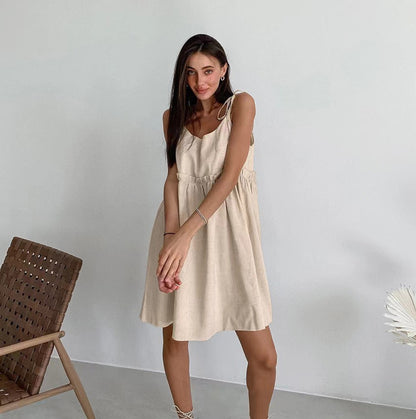 Women's Casual Linen A-Line Dress Ivyshape