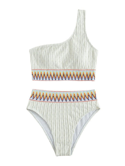 Women's Crop Top Bikini with Asymmetric Cut and Colorful Design Ivyshape