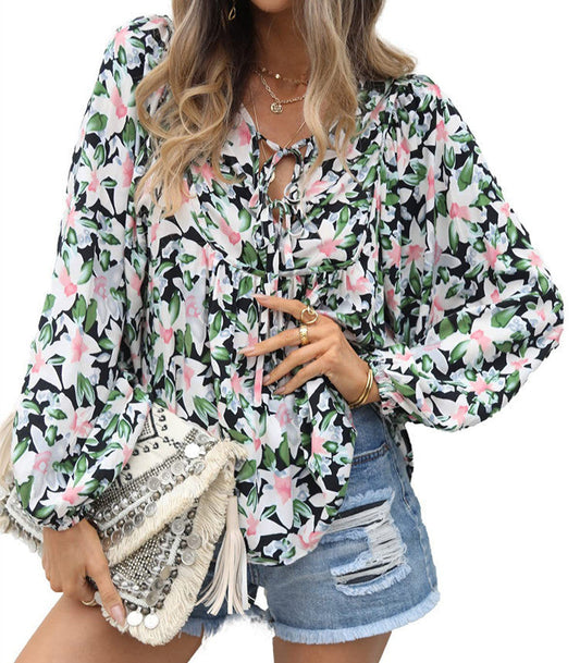 Women's blouse with floral design Ivyshape