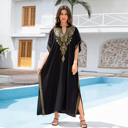 Ladies Maxi Dress with elaborate embroidery and airy silhouette Ivyshape