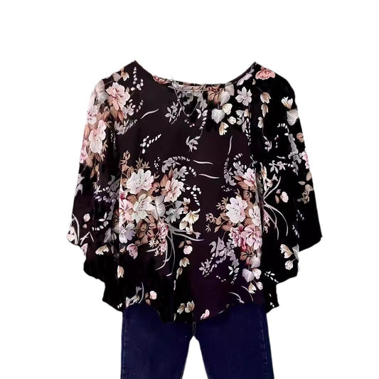 Women's chiffon blouse with floral pattern Ivyshape