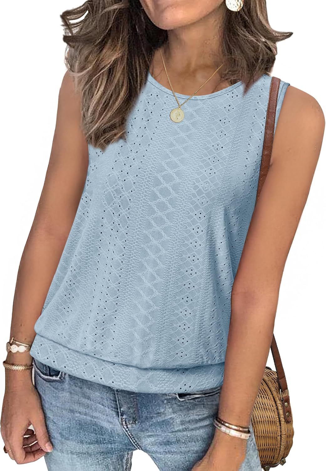 Women Crochet Lace Detail Sleeveless Top Ivyshape