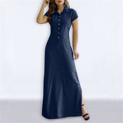 Women's shirt dress with elegant button design and side slit Ivyshape