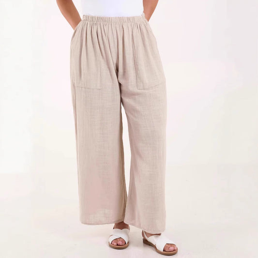Women Lightweight Loose Linen Pants Ivyshape