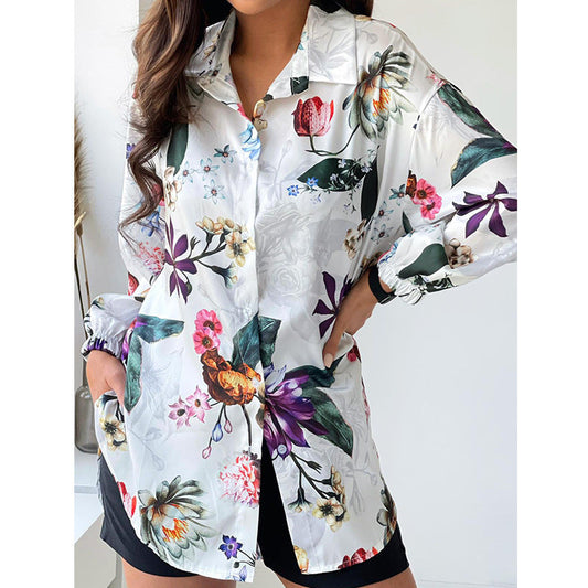 Women's leisure blouse with floral design and loose fit Ivyshape