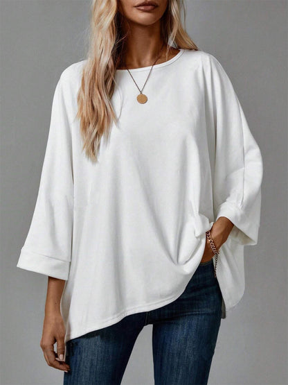 Ladies casual tunic with dropped shoulder and asymmetric hem Ivyshape