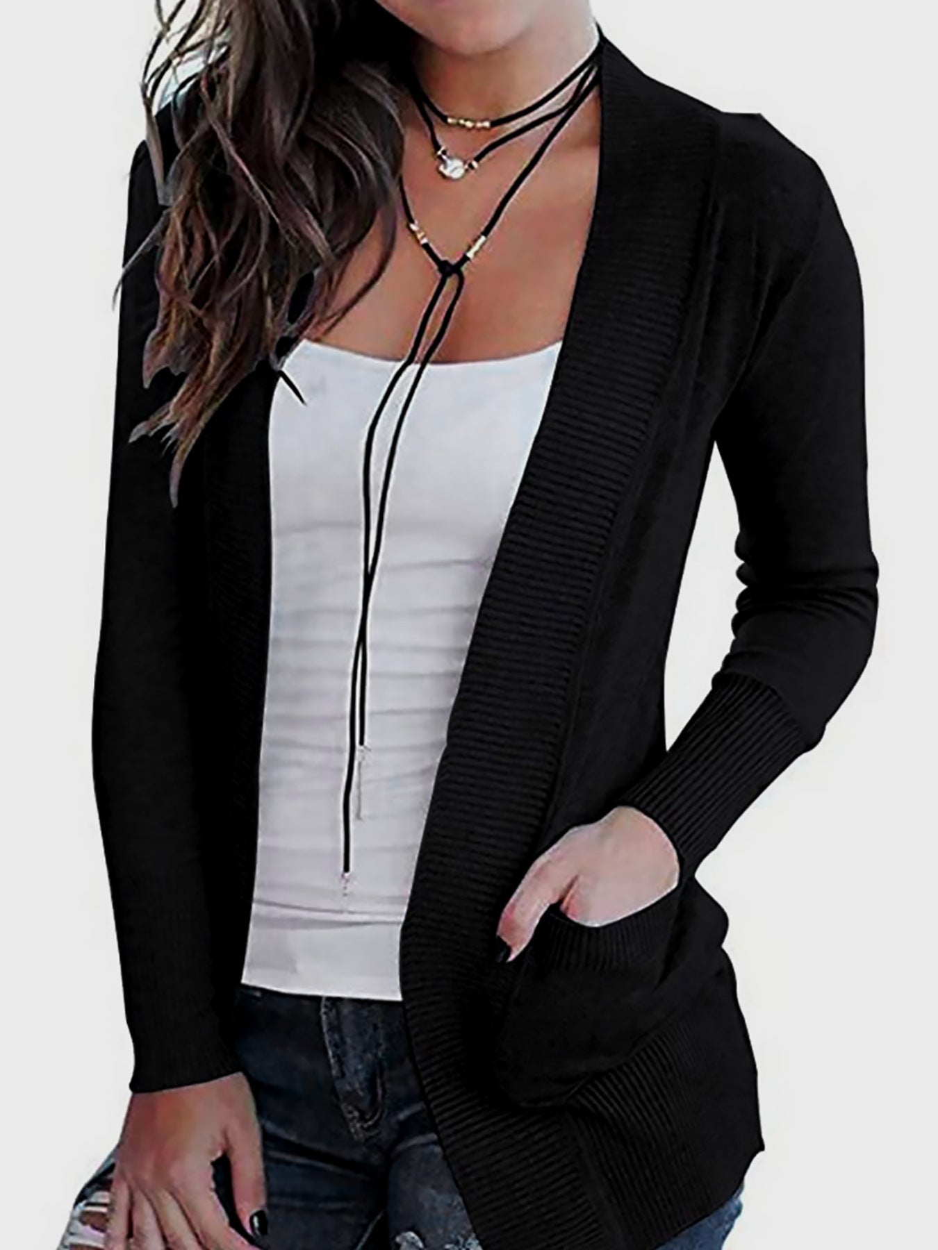 Women's cardigan with open cut and pockets Ivyshape