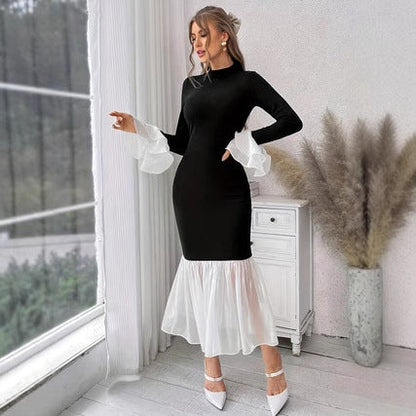 Women Elegant Evening Dress with Eye-catching Ruffle Sleeves Ivyshape