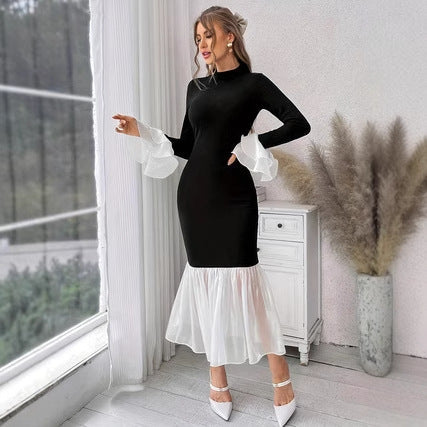 Women Elegant Evening Dress with Eye-catching Ruffle Sleeves Ivyshape