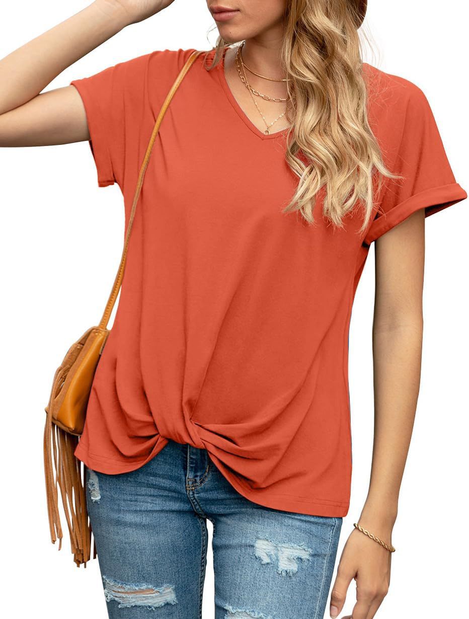 Women's Knot V-Neck Casual Top Ivyshape