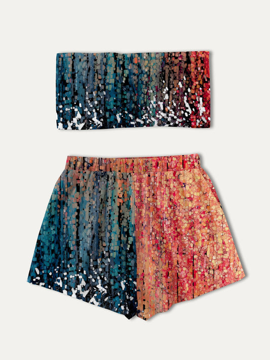 Women cropped top and shorts set Ivyshape