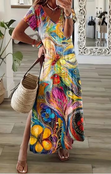 Women Artistic Boho Print Maxi Dress Ivyshape