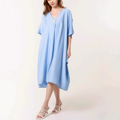 Women Casual V Neck Maxi Tunic Dress Ivyshape