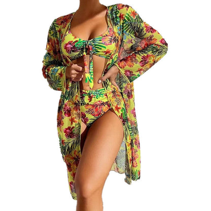 Women's beach kimono with floral pattern and side slit Ivyshape