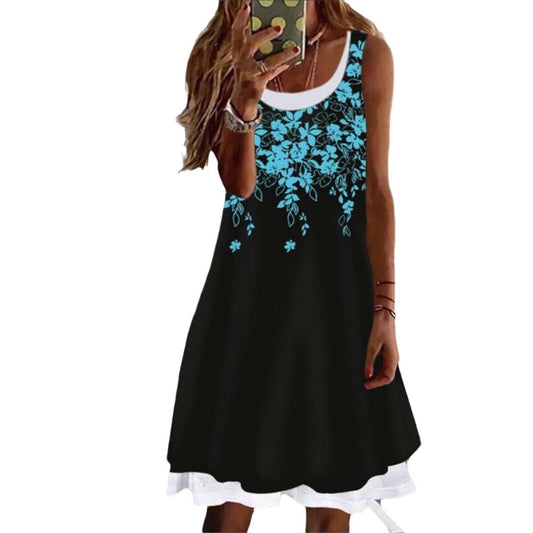 Ladies Floral Embroidery A-Line Dress Ivyshape
