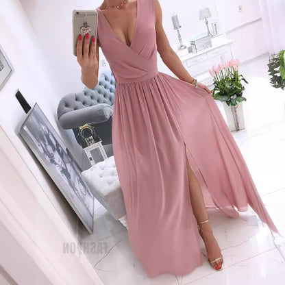 Women's asymmetrical wrap dress with elegant V-neck and flowy hem Ivyshape