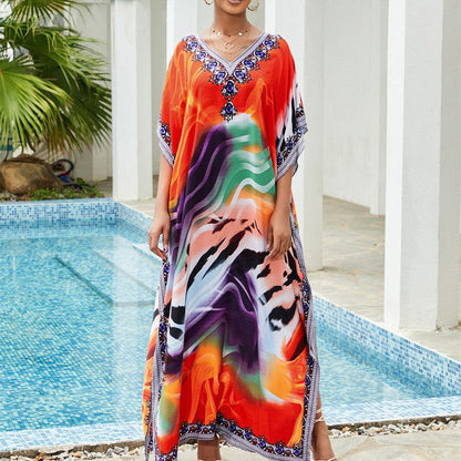 Women's Elegant Beach Robe with Artistic Gradient and Shimmering Accents Ivyshape