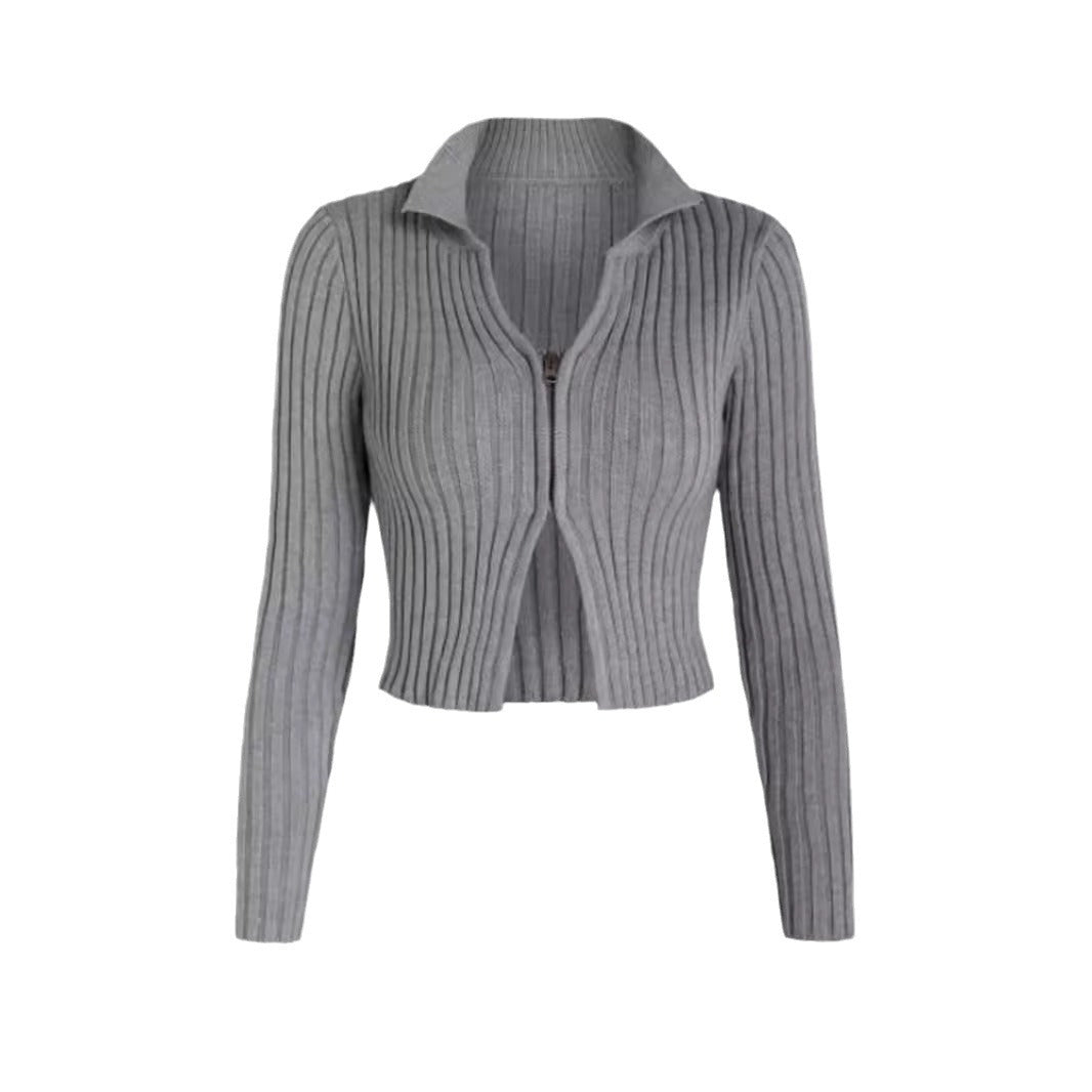 Women's cropped cardigan with zipper Ivyshape