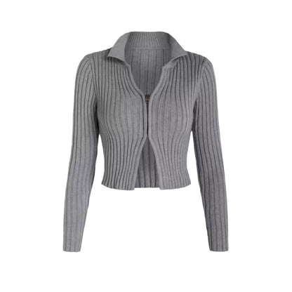 Women's cropped cardigan with zipper Ivyshape