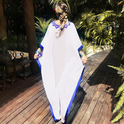 Women's beach robe with intricate embroidery pattern and airy silhouette Ivyshape