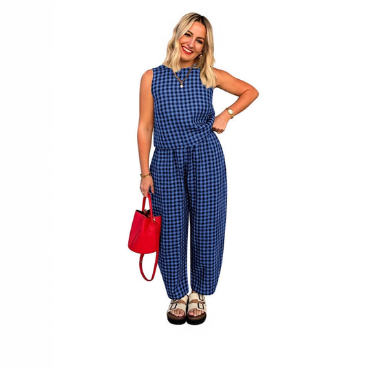 Women's jumpsuit with check pattern and relaxed fit Ivyshape
