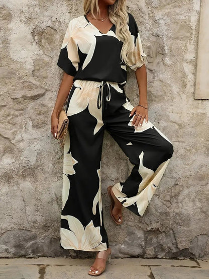 Ladies set with floral design and elastic waistband Ivyshape