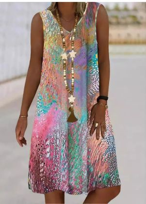 Women's Artificial Print Maxi Tunic Dress Ivyshape
