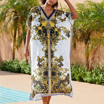 Women's beach kimono with ornate baroque design Ivyshape