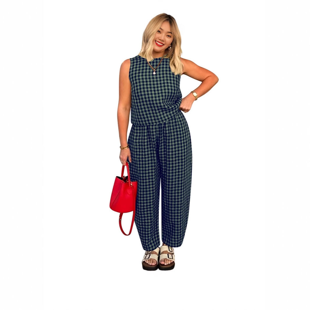 Women's jumpsuit with check pattern and relaxed fit Ivyshape