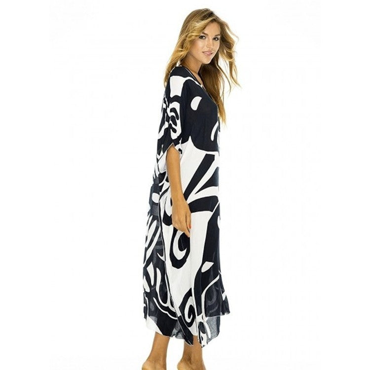 Ladies elegant Kaftan with modern floral pattern Ivyshape