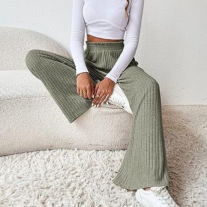 Women's Casual Wide-Leg Pants made of textured fabric Ivyshape