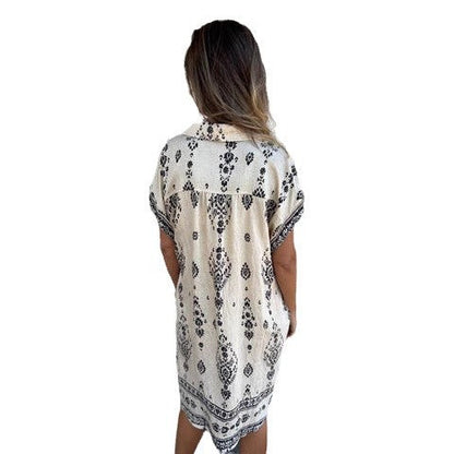 Women's Relaxed Bohemian Shirt Dress Ivyshape