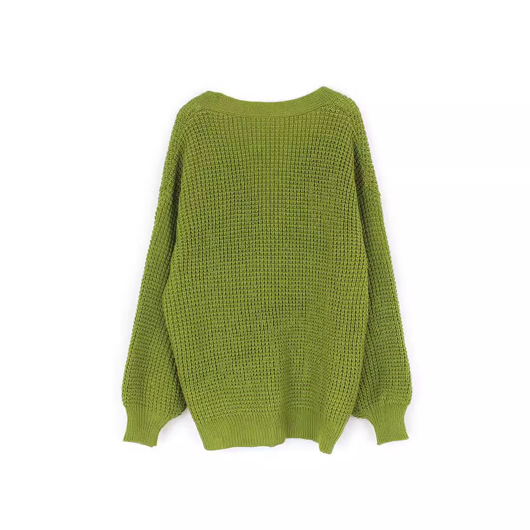 Ladies' fashionable knit cardigan with airy sleeves and button detail Ivyshape