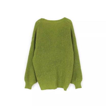Ladies' fashionable knit cardigan with airy sleeves and button detail Ivyshape