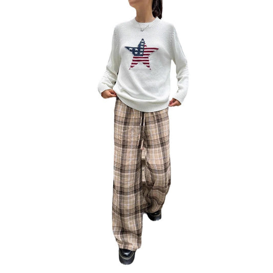 Women's Relaxed Fit Checkered Lounge Pants Ivyshape