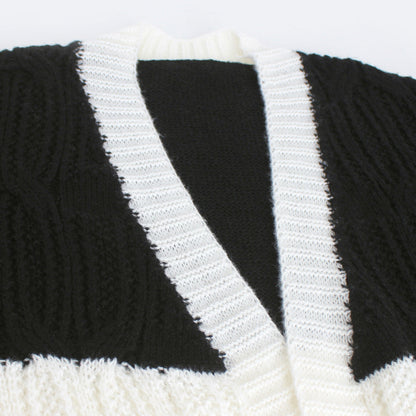 Women's casual knit cardigan with unique block design Ivyshape