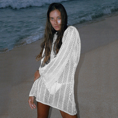 Ladies airy crochet beach pullover Ivyshape