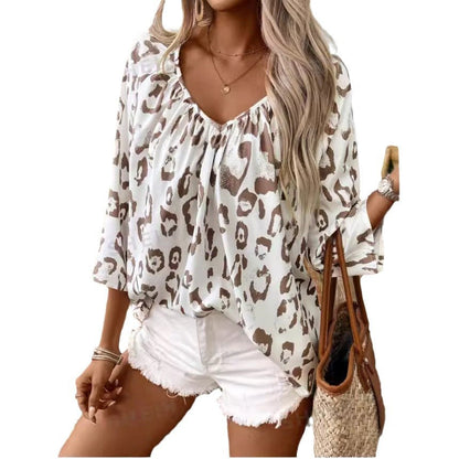 Ladies Light Animal Print Blouse Ivyshape