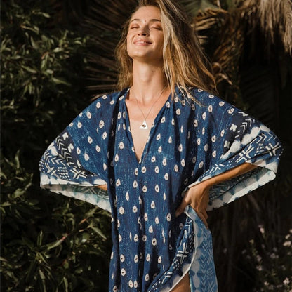 Ladies maxi beach dress with unique pattern and wide cut Ivyshape