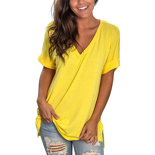 Ladies Casual V-Neck T-Shirt Ivyshape