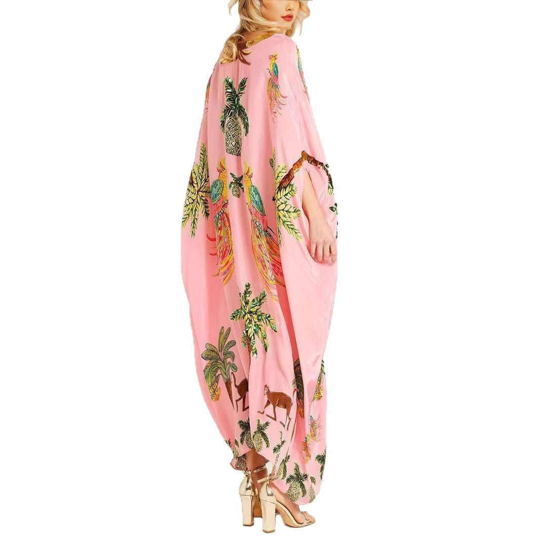 Women's Kimono Top with Colorful Tropical Print Ivyshape