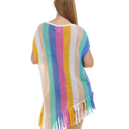 Women's crochet beach dress with fringed details Ivyshape