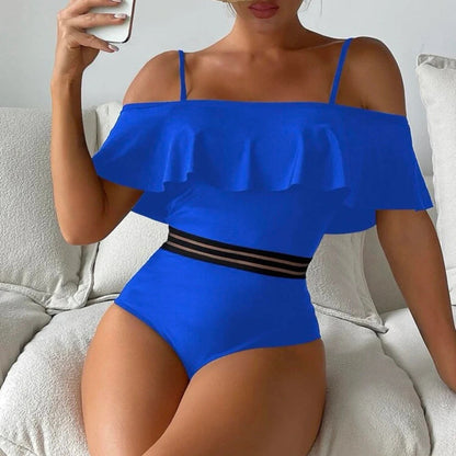 Women's One-Piece Swimsuit with Voluminous Ruffle Design and Elastic Waistband Ivyshape