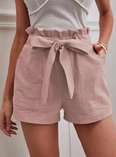 Women High Waist Paperbag Shorts Ivyshape